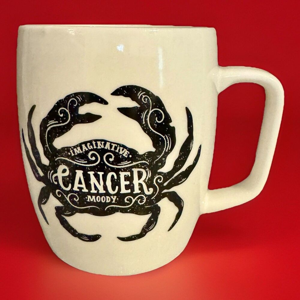 Cancer Zodiac Star Sign Mug by Threshold a black design on white Porcelain